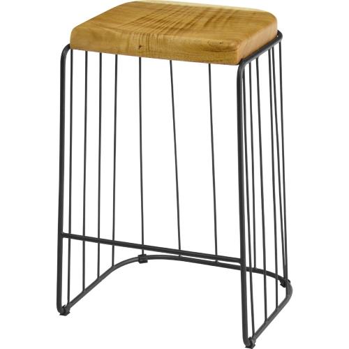 Naya Counter Stool in Trembesi Wood & Black Rust Steel